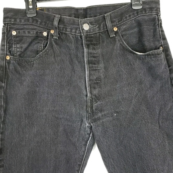 Mens Levi's 501 Straight Jeans Button Fly Black - Picture 4 of 8